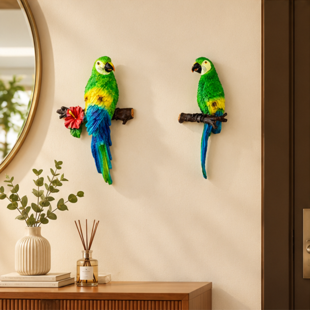 Wall Parrot on Wood for Garden Decor
