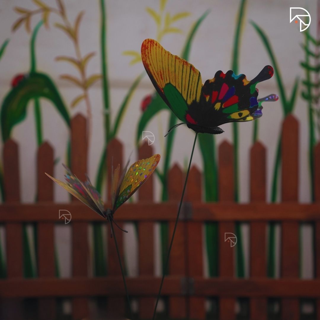 Rainbow Butterfly Garden Stake — Decorative Fluttering Butterfly for Garden & Lawn