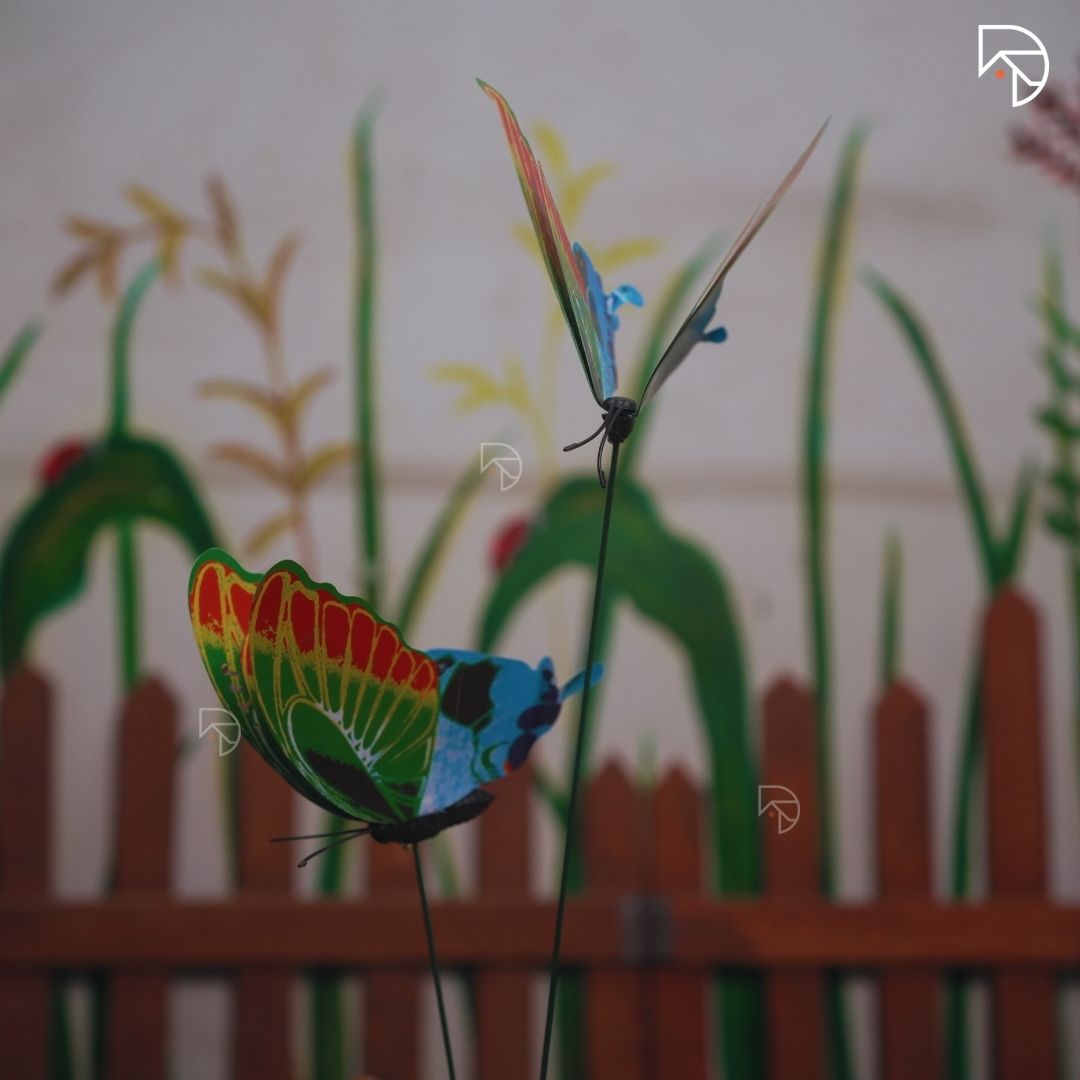 Rainbow Butterfly Garden Stake — Decorative Fluttering Butterfly for Garden & Lawn