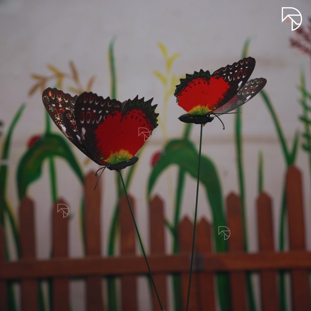 Rainbow Butterfly Garden Stake — Decorative Fluttering Butterfly for Garden & Lawn
