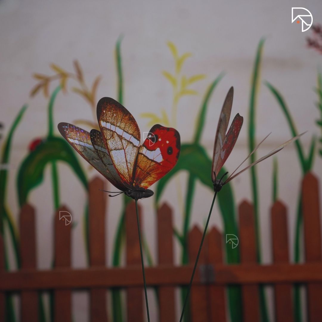 Rainbow Butterfly Garden Stake — Decorative Fluttering Butterfly for Garden & Lawn