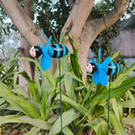 Cute Bee Flower Garden Stakes - Colourful Wind Spinner Stakes (Set of 2)