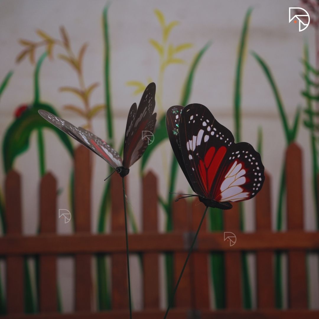Rainbow Butterfly Garden Stake — Decorative Fluttering Butterfly for Garden & Lawn