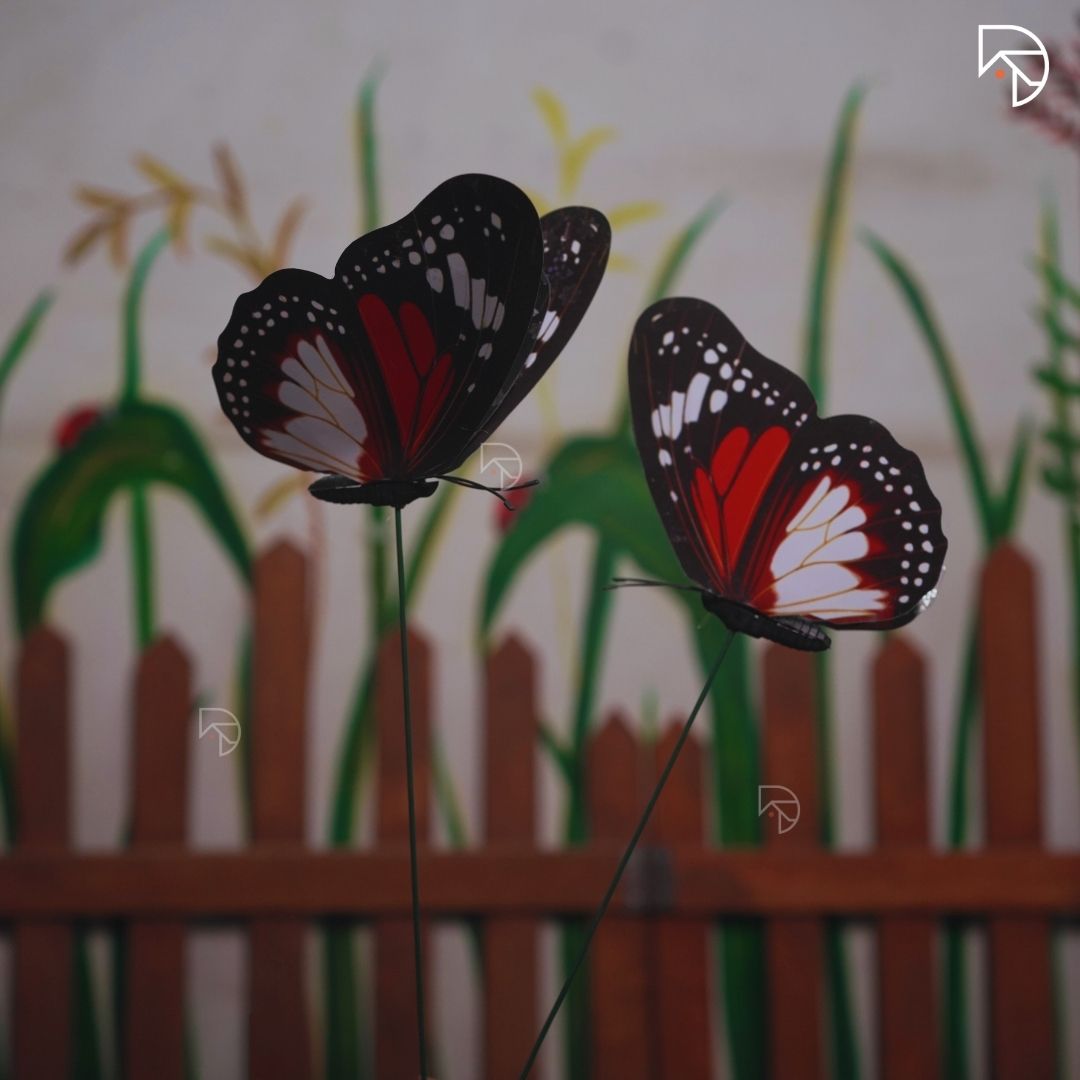 Rainbow Butterfly Garden Stake — Decorative Fluttering Butterfly for Garden & Lawn