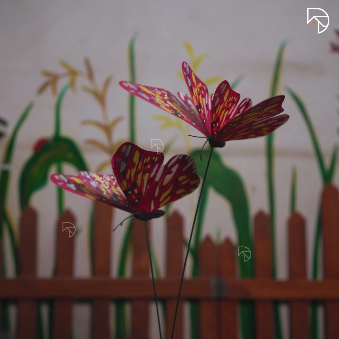 Rainbow Butterfly Garden Stake — Decorative Fluttering Butterfly for Garden & Lawn
