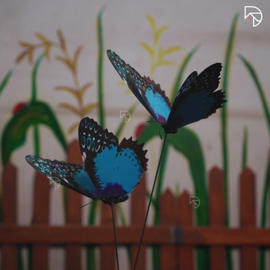 Rainbow Butterfly Garden Stake — Decorative Fluttering Butterfly for Garden & Lawn
