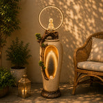 Buddha Monk Water Fountain with LED Ring | Outdoor Garden Decor