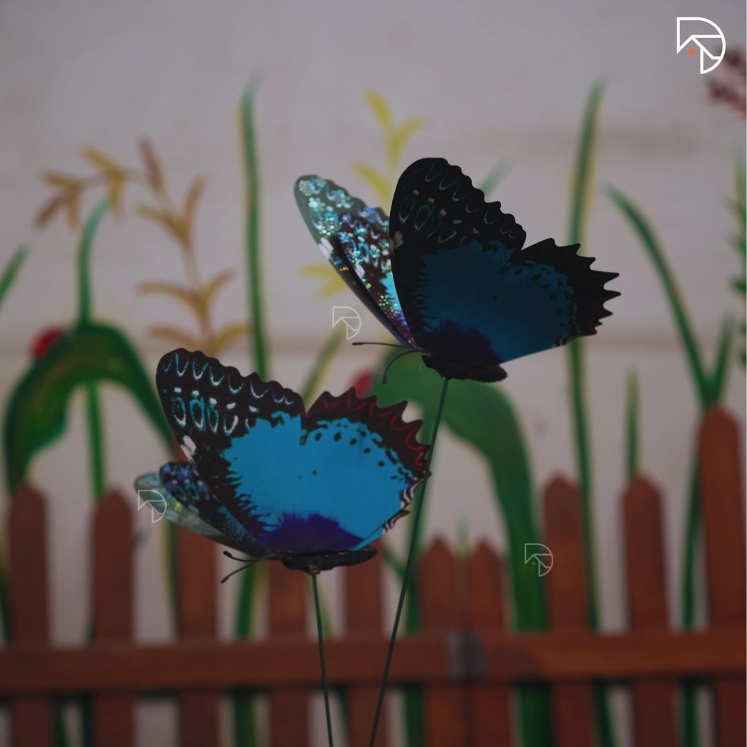 Rainbow Butterfly Garden Stake — Decorative Fluttering Butterfly for Garden & Lawn