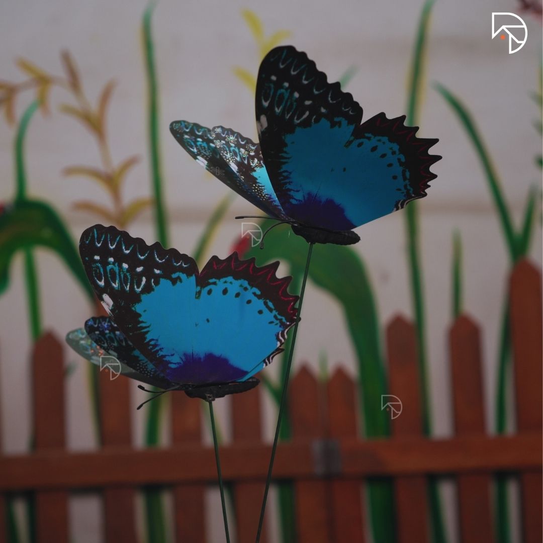 Rainbow Butterfly Garden Stake — Decorative Fluttering Butterfly for Garden & Lawn