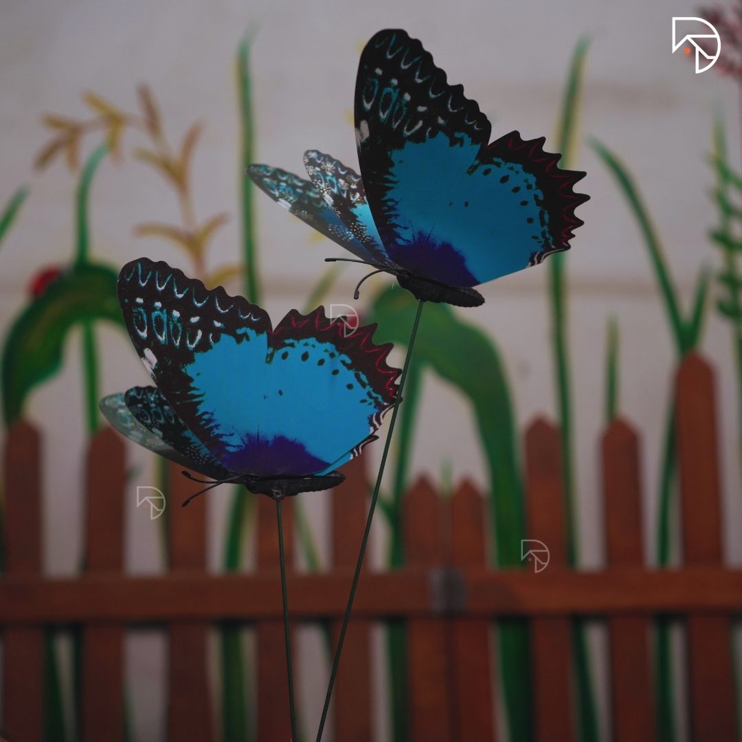 Rainbow Butterfly Garden Stake — Decorative Fluttering Butterfly for Garden & Lawn