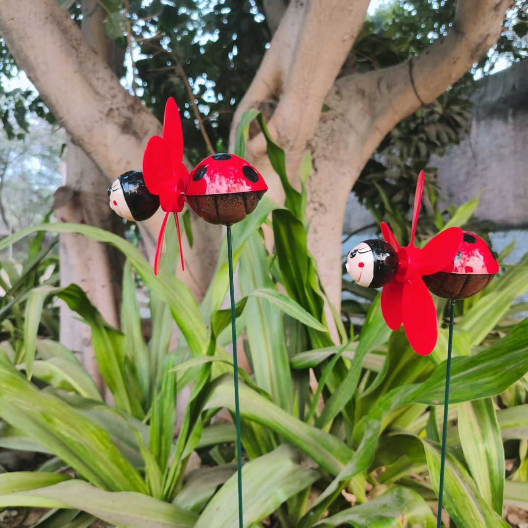 Ladybug Pinwheels Garden Stakes for Garden Decor