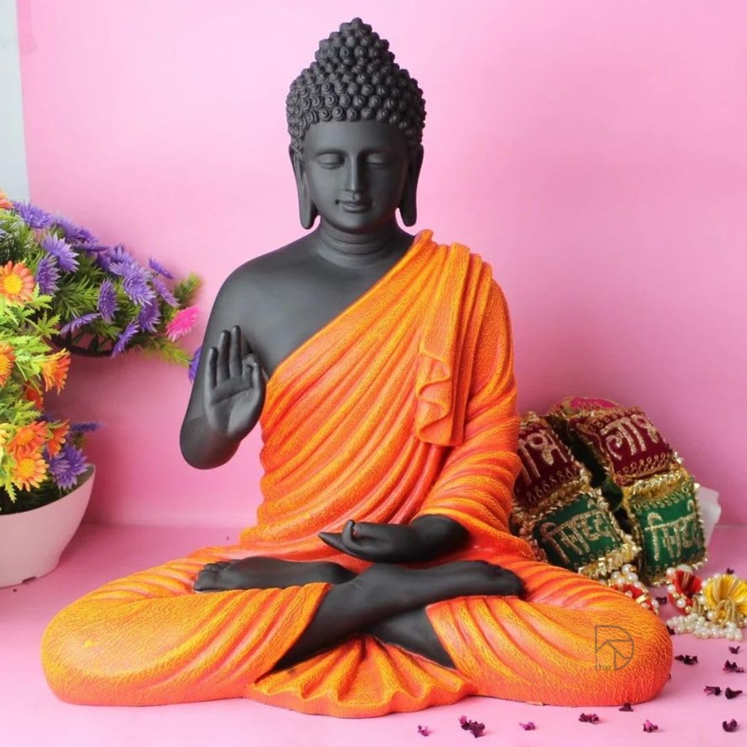 Harmony Orange Blessing Buddha Statue (15 inch) -    The Decorshed