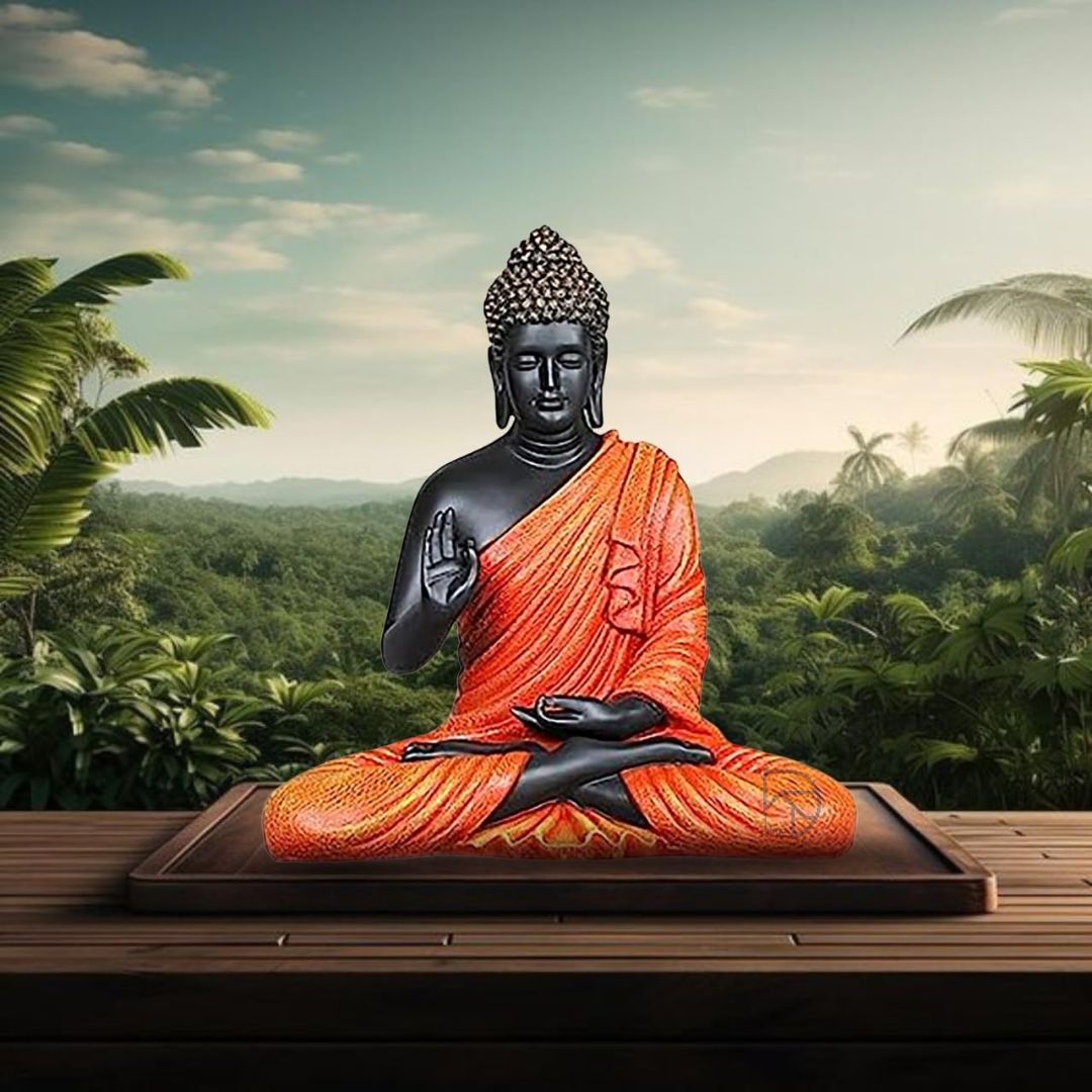 Harmony Orange Blessing Buddha Statue (15 inch) -    The Decorshed