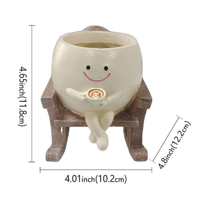 Smiley Face Rocking Chair Planter for Gift Home Decor