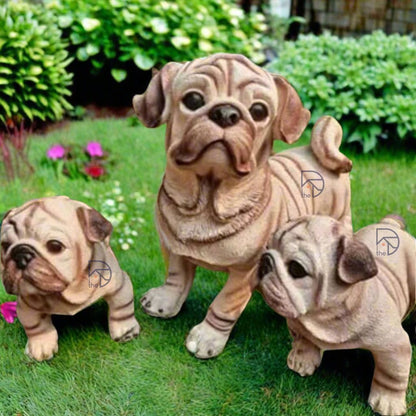 Bull Dog Family Statue