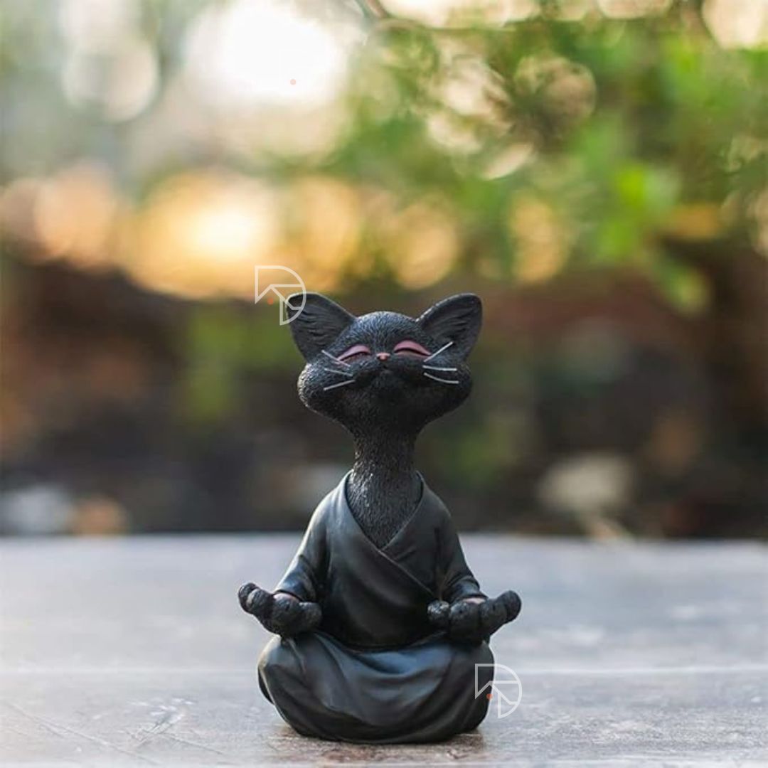 Happy Meditating Mini Cat Statues