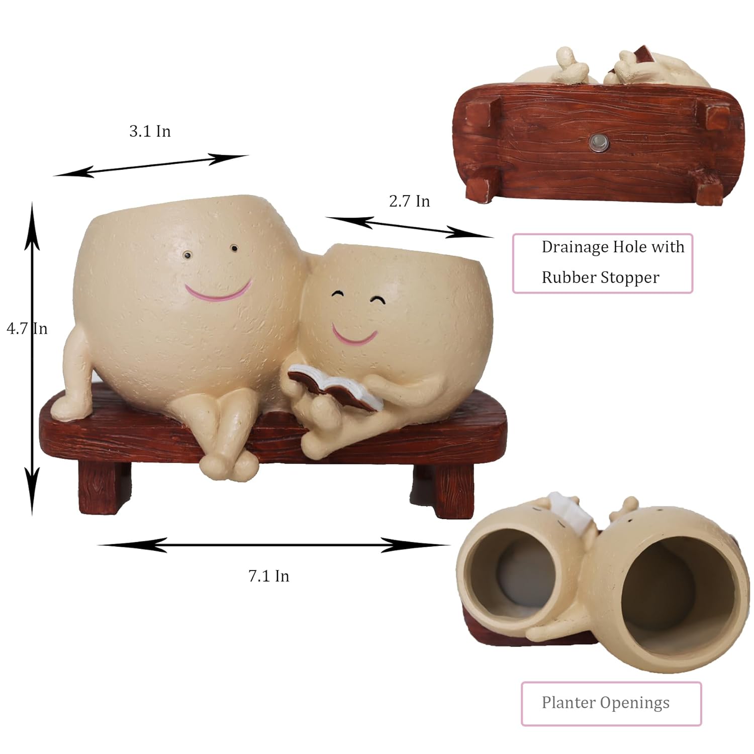 Smiley Duo Planter for Home Decor Gift Garden Decor