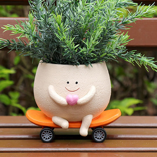 Smiley Face Skateboard Planter Unique Gifts for Succulent Plant Lover on Mother's Day Birthday Christmas
