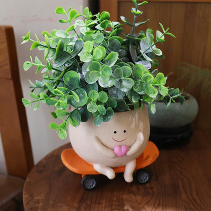 Smiley Face Skateboard Planter Unique Gifts for Succulent Plant Lover on Mother's Day Birthday Christmas