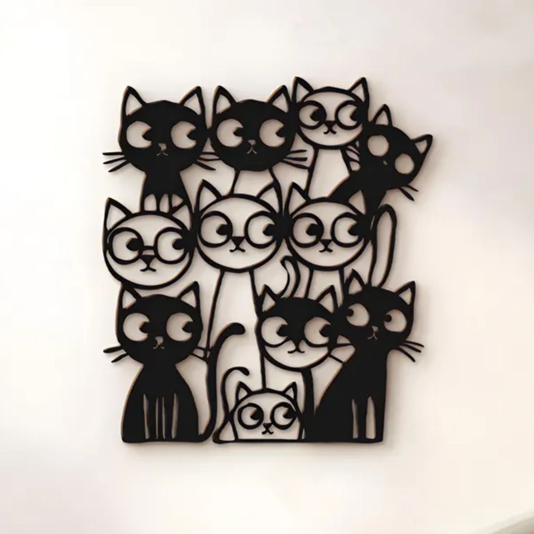 Playful Cat Metal Wall Art -    The Decorshed