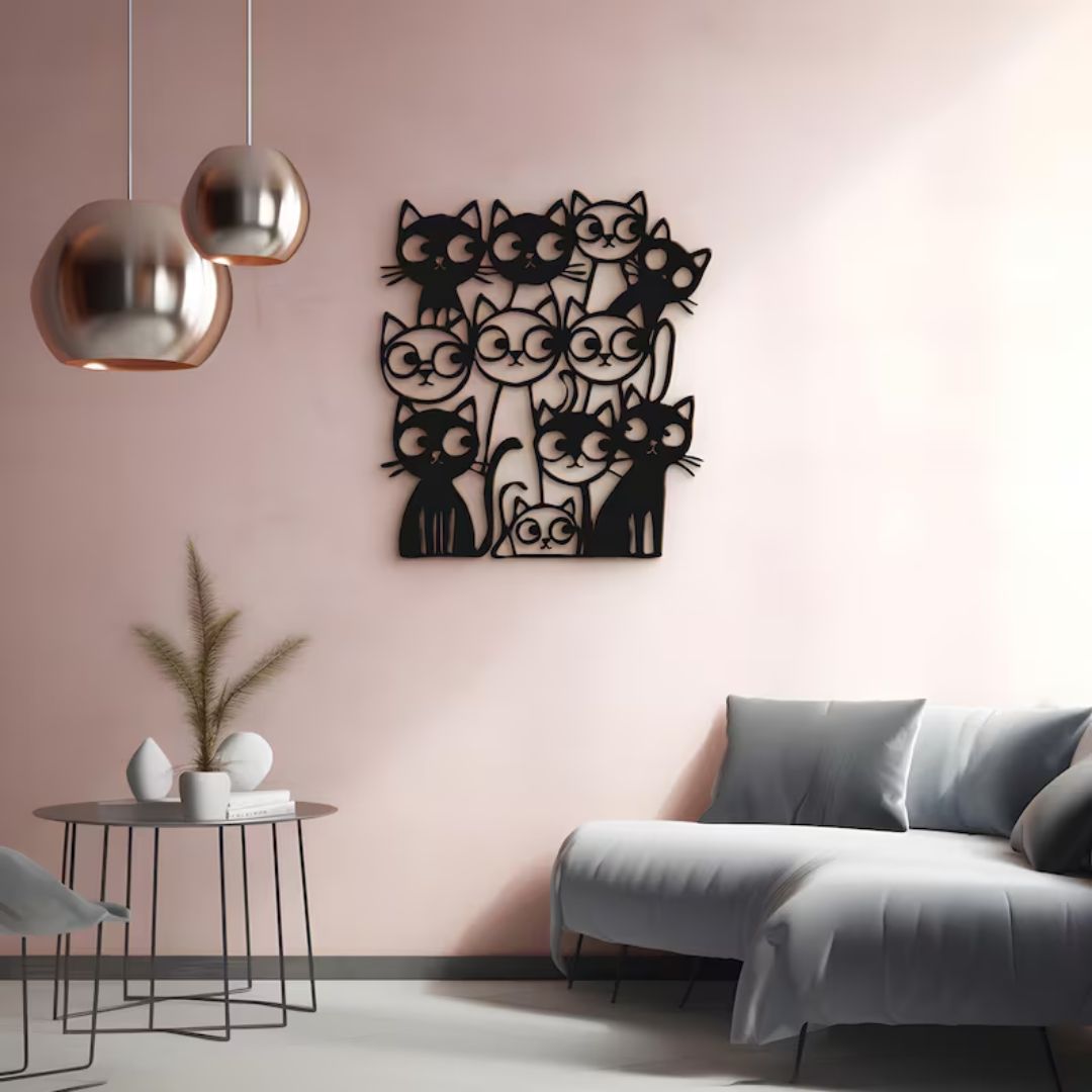 Playful Cat Metal Wall Art -    The Decorshed