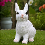 White Rabbit Garden Statue — Resin Bunny Figurine for Lawn & Outdoor Decor