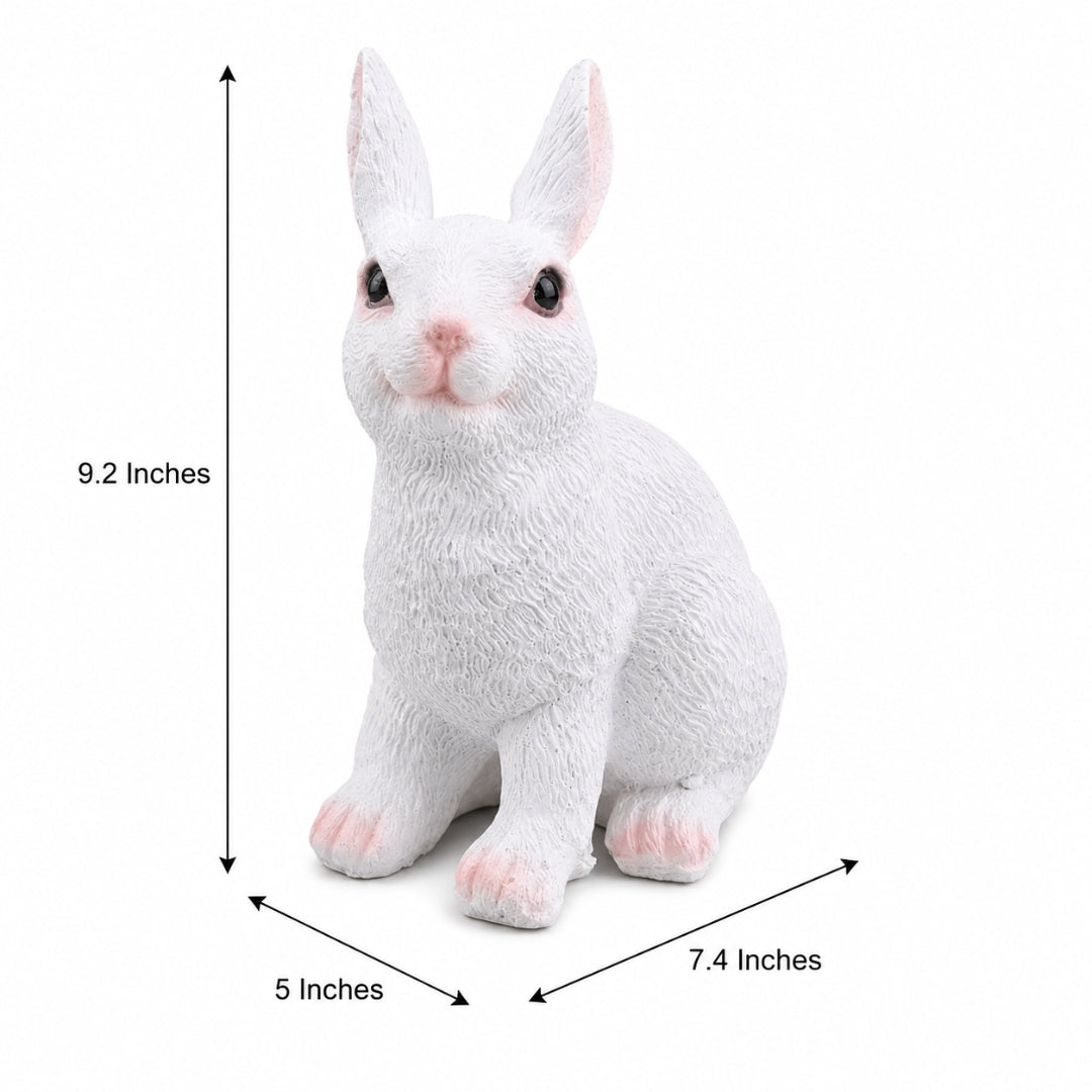 White Rabbit Garden Statue — Resin Bunny Figurine for Lawn & Outdoor Decor