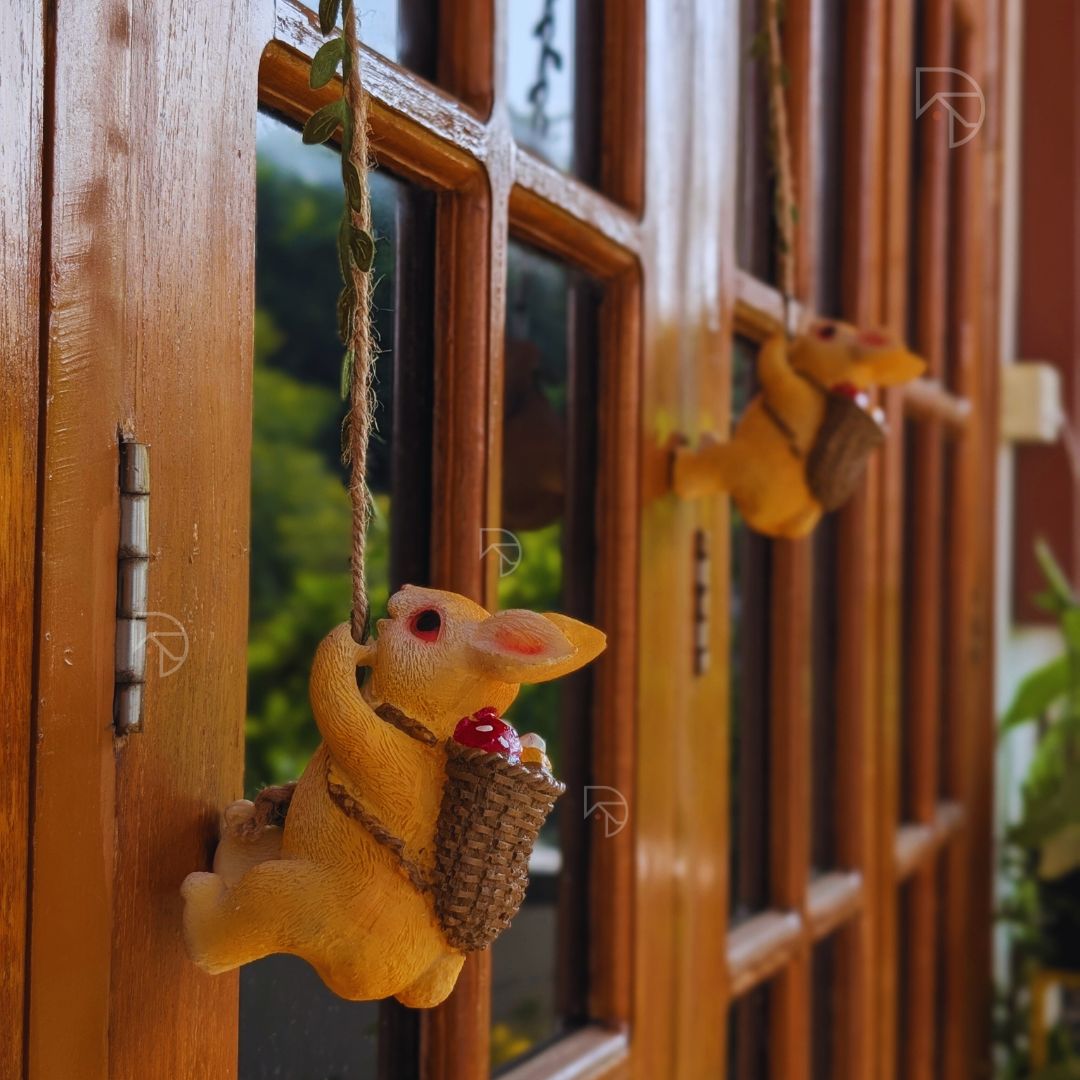 Swing Rabbit Cute Resin Hanging Showpiece