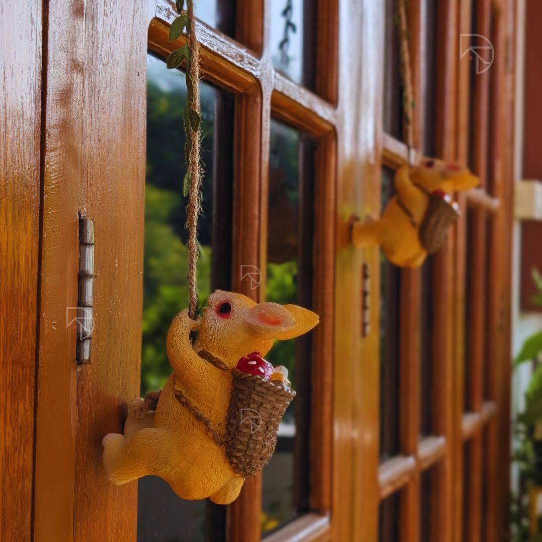 Swing Rabbit Cute Resin Hanging Showpiece