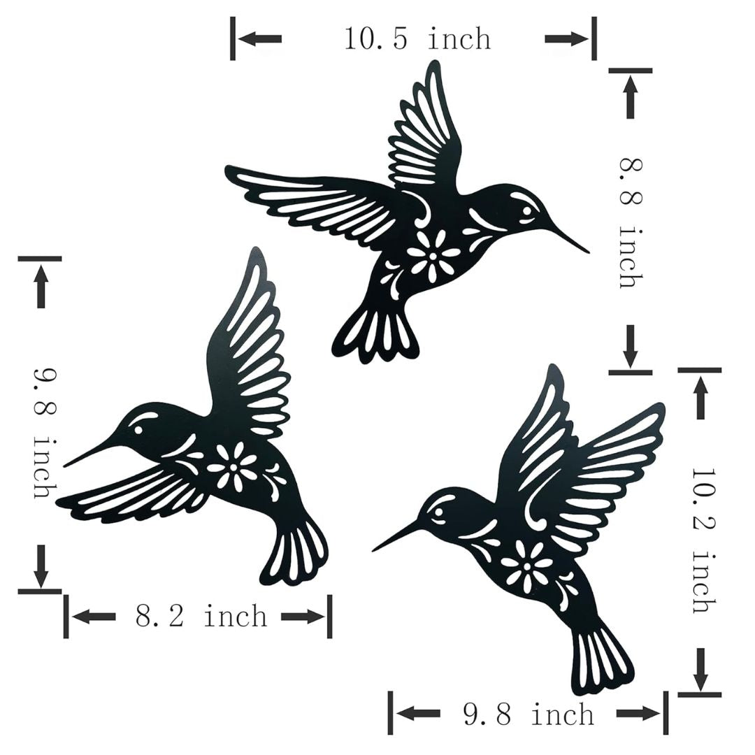 Metal Hummingbird Wall Art Set -    The Decorshed