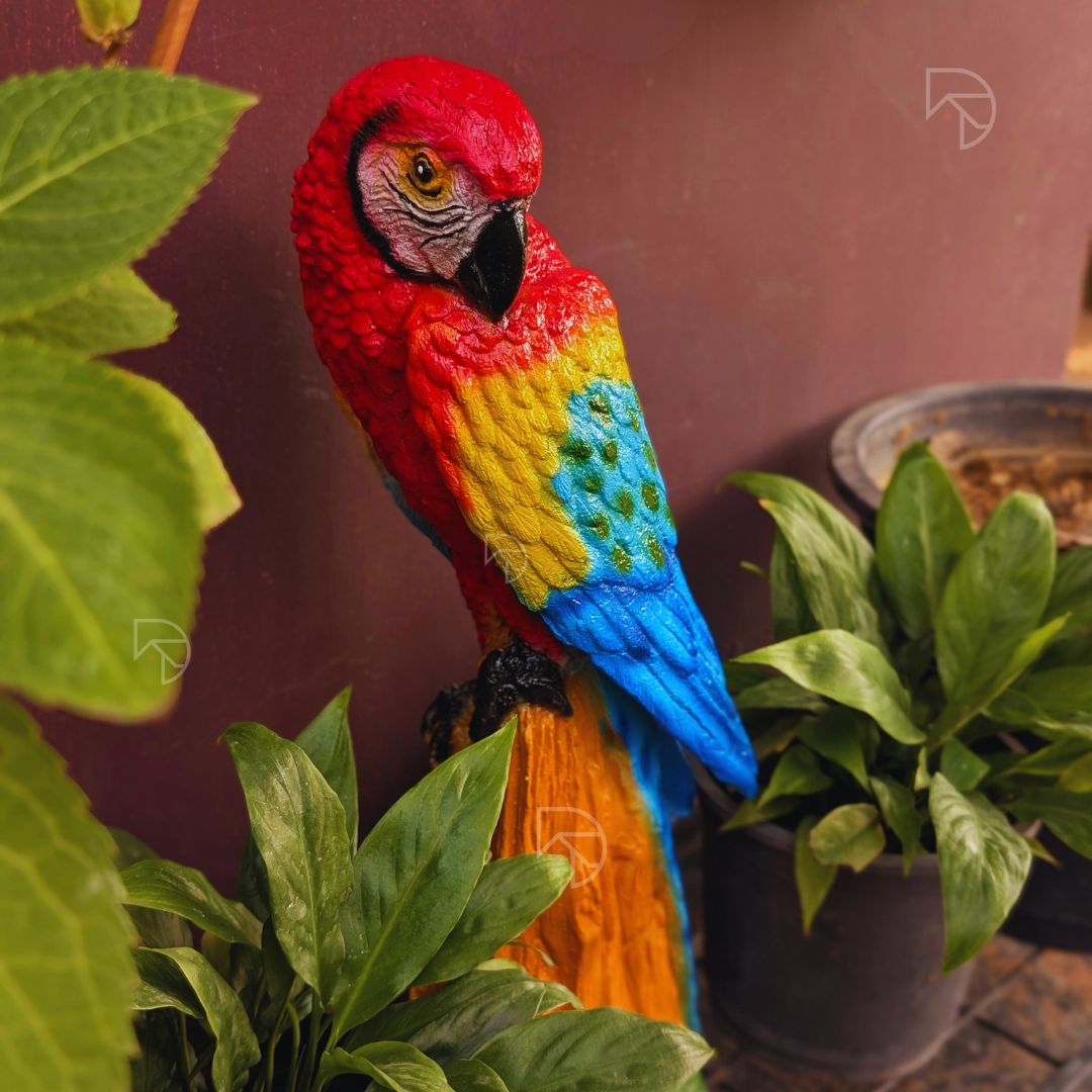Large Parrot on Wood Log