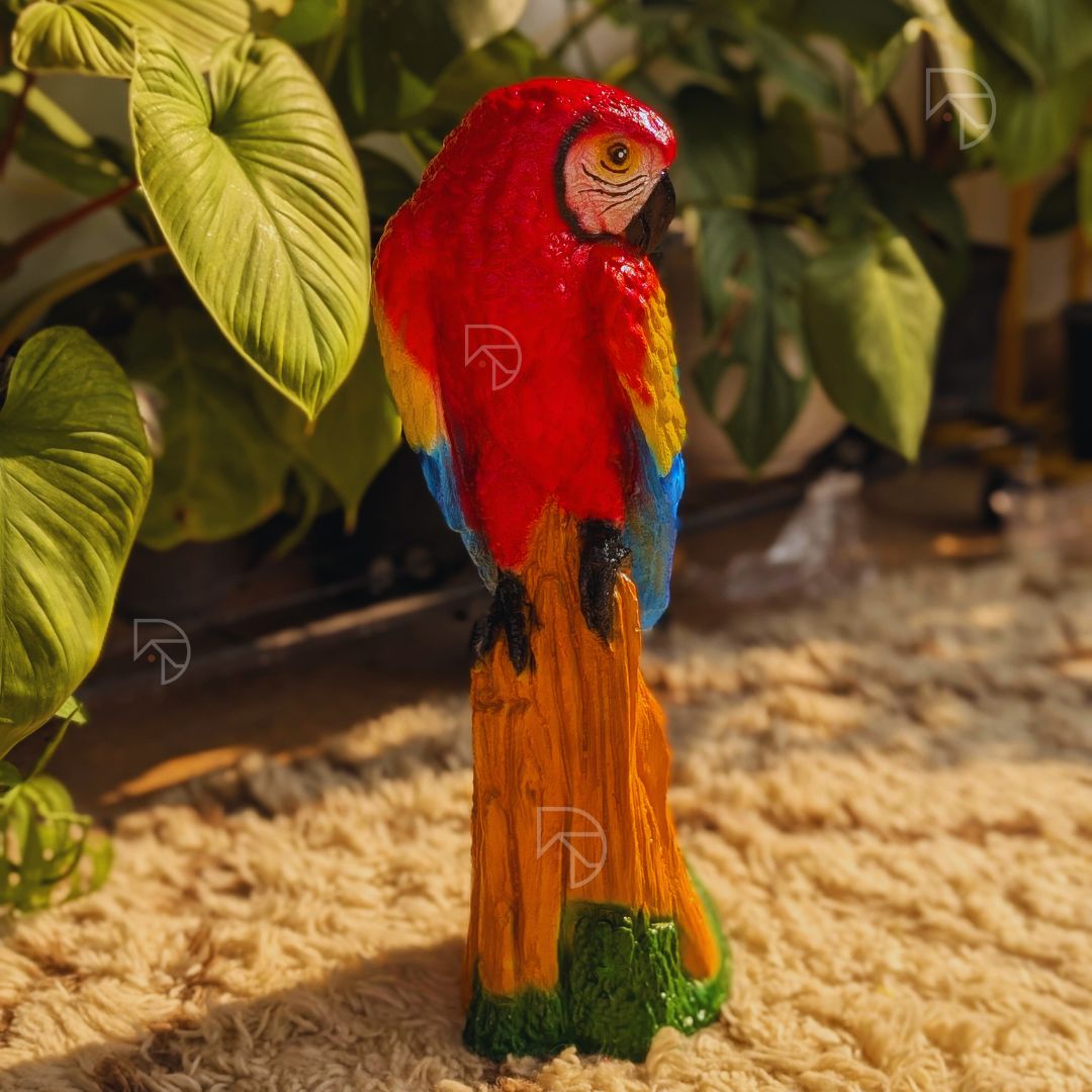 Large Parrot on Wood Log