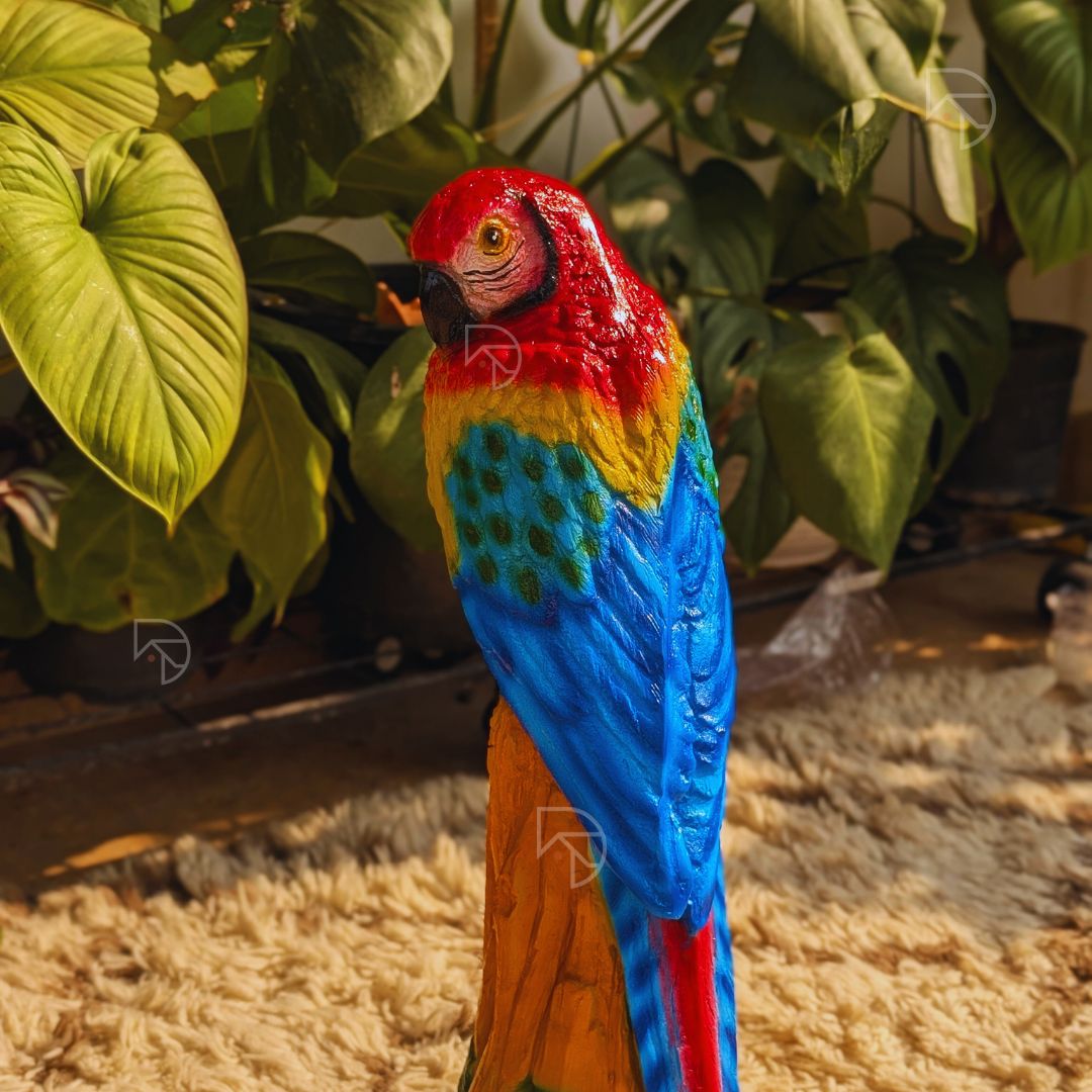 Large Parrot on Wood Log