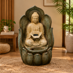 Buddha Water Fountain Statue — Meditating Buddha in Lotus Hand for Home & Garden
