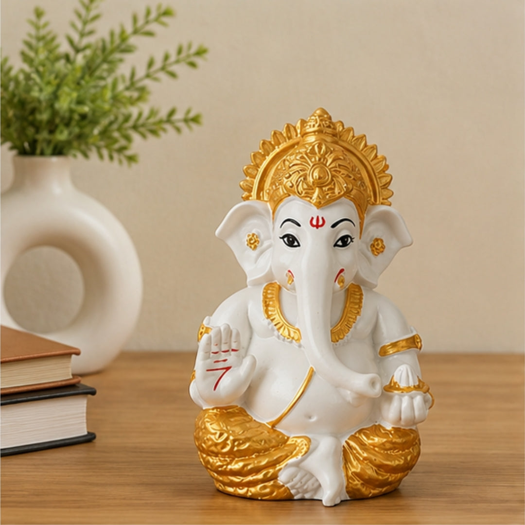 Gold Plated Ganesha Idol for Home & Office Decor