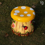 Mushroom-shaped garden stool placed on a patio — used as outdoor seating and decorative accent by The Decorshed