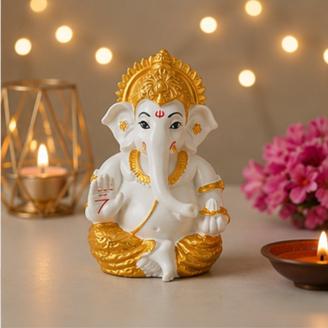 Gold Plated Ganesha Idol for Home & Office Decor