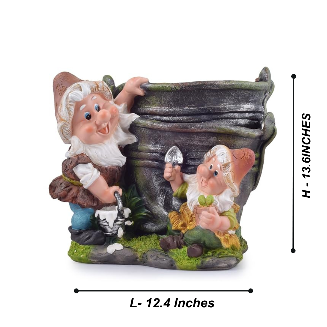 2 Gnomes with Bucket Flower Pot