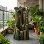 Bamboo Water Fountain with LED - Cascading Outdoor Bamboo Fountain