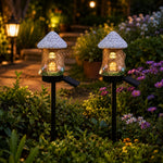 Fairy Mushroom & Flower House Solar Garden Lights for Outdoor Decor (Pack of 2)