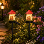 Fairy Mushroom & Flower House Solar Garden Lights for Outdoor Decor (Pack of 2)