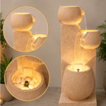 3-tier cascading bowl LED water fountain in off-white sandstone finish for home and garden decor - alternate view 2