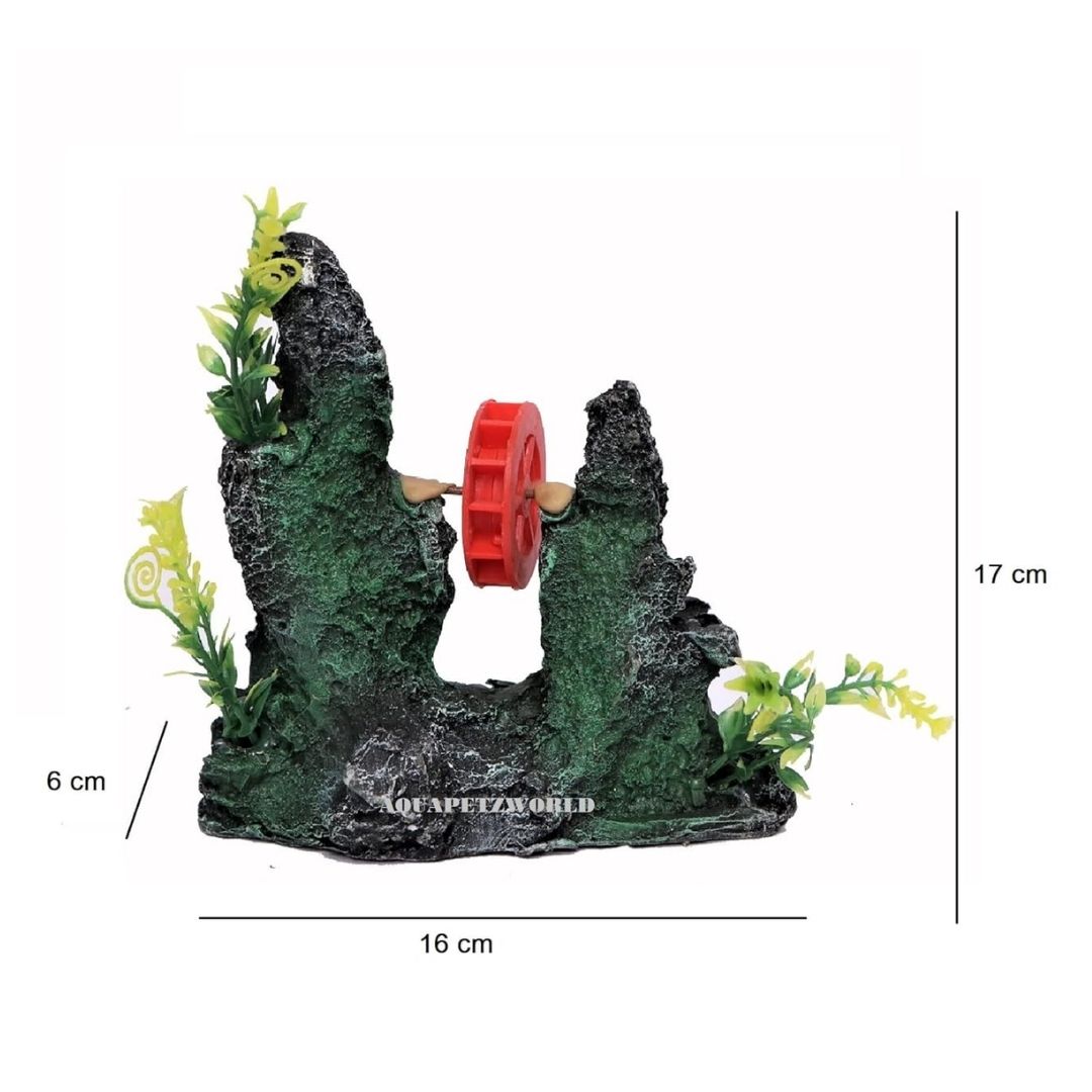 Stone & Waterwheel Aquarium Landscape -    The Decorshed