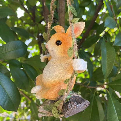 Bunny on Swing Resin Decor