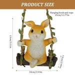 Yellow Bunny on Swing - Cute Hanging Rabbit Garden Decor