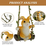 Yellow Bunny on Swing - Cute Hanging Rabbit Garden Decor