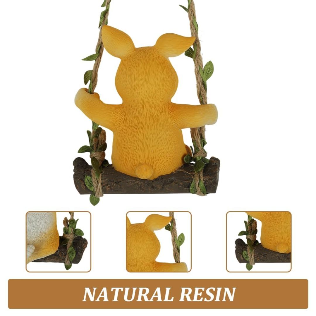 Bunny on Swing Resin Decor