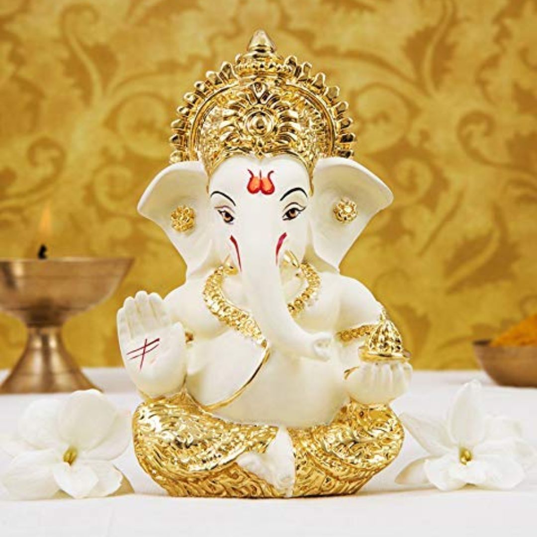 Gold Plated Ganesha Idol for Home & Office Decor