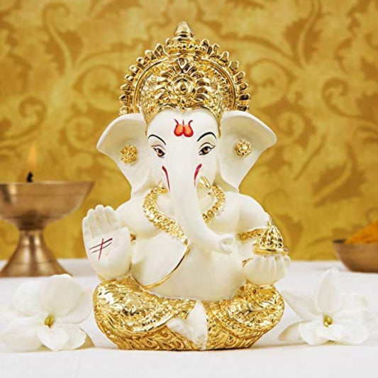 Gold Plated Ganesha Idol for Home & Office Decor
