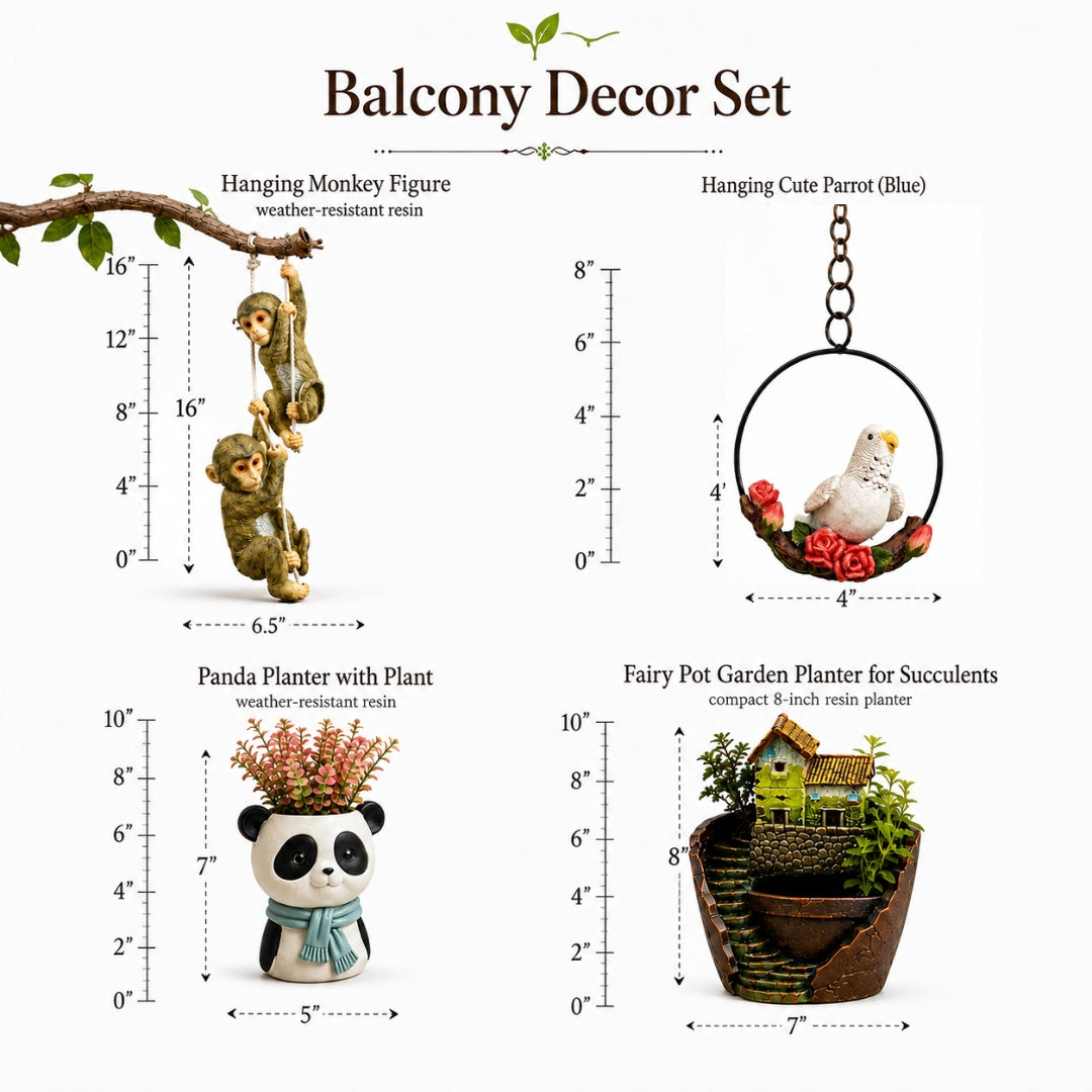 Balcony Decor Set | Compact Hanging & Planter Combo